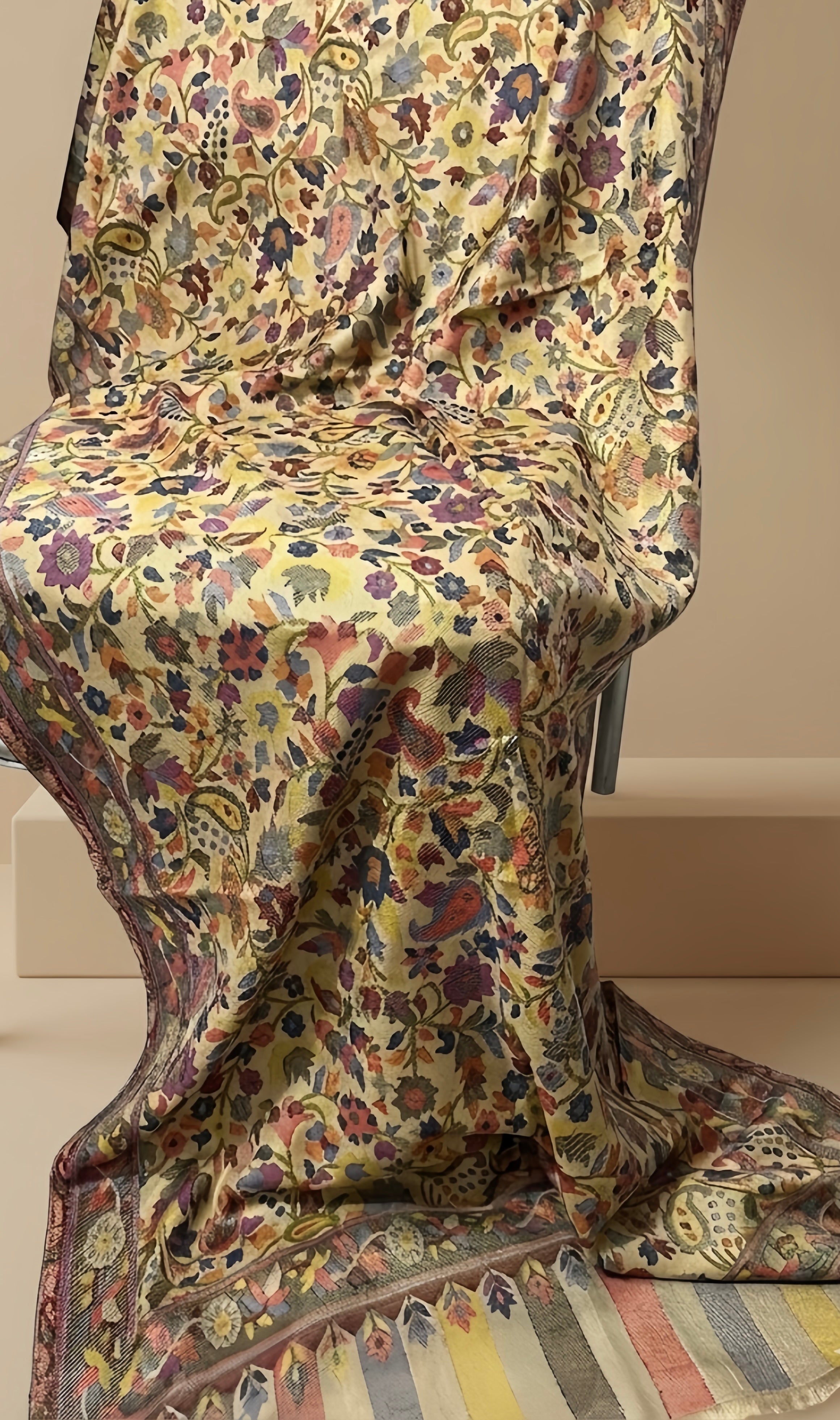 Al-Azhar kani shawl - Buttercream Meadow