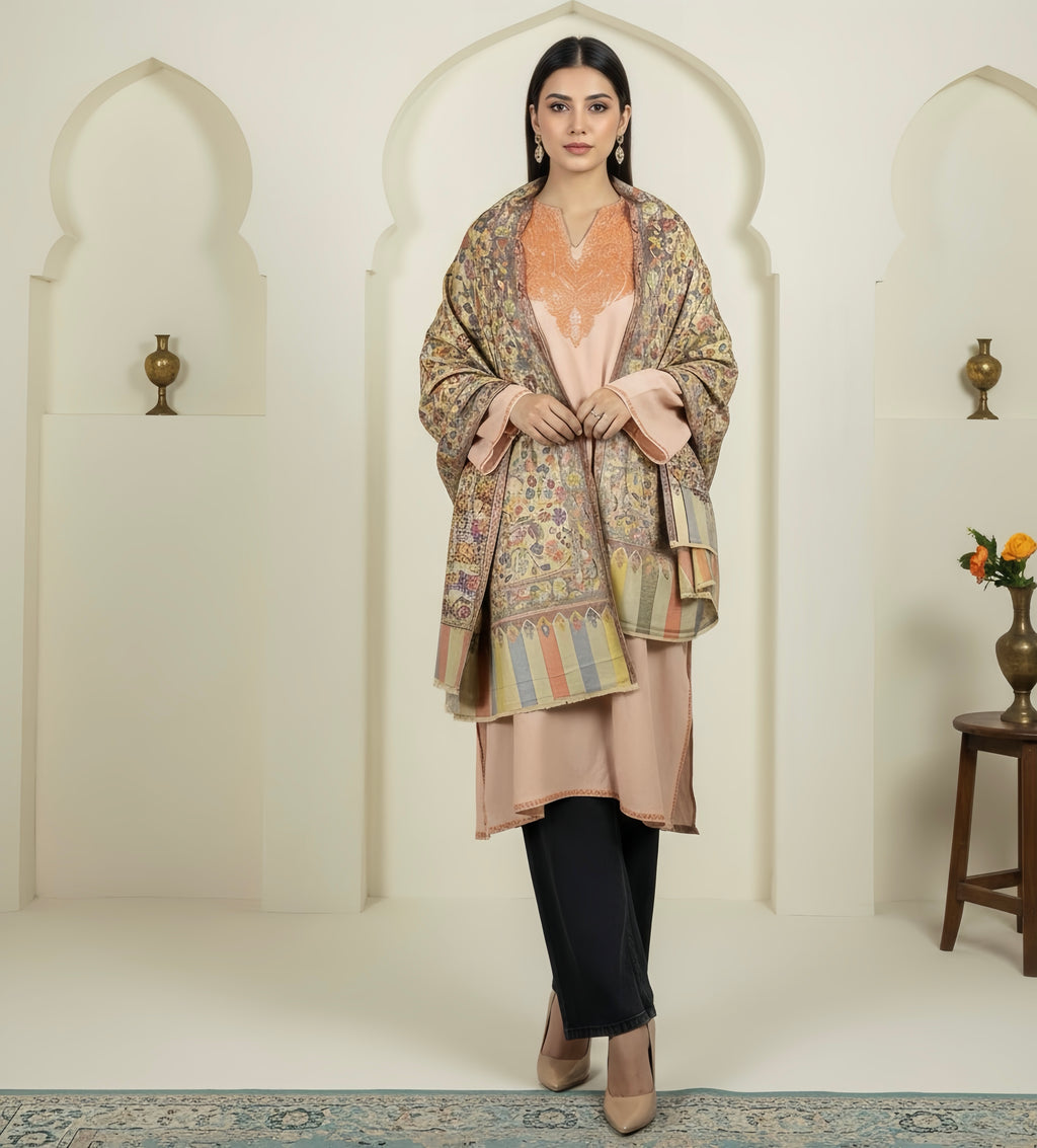 Al-Azhar kani shawl - Buttercream Meadow