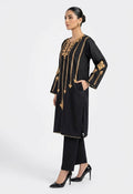 Black Tilla Embroidered kashmiri Cotton Pheran/Kurta Set