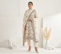 Off White Ari Embroidered Kashmiri Cotton suit with dupatta