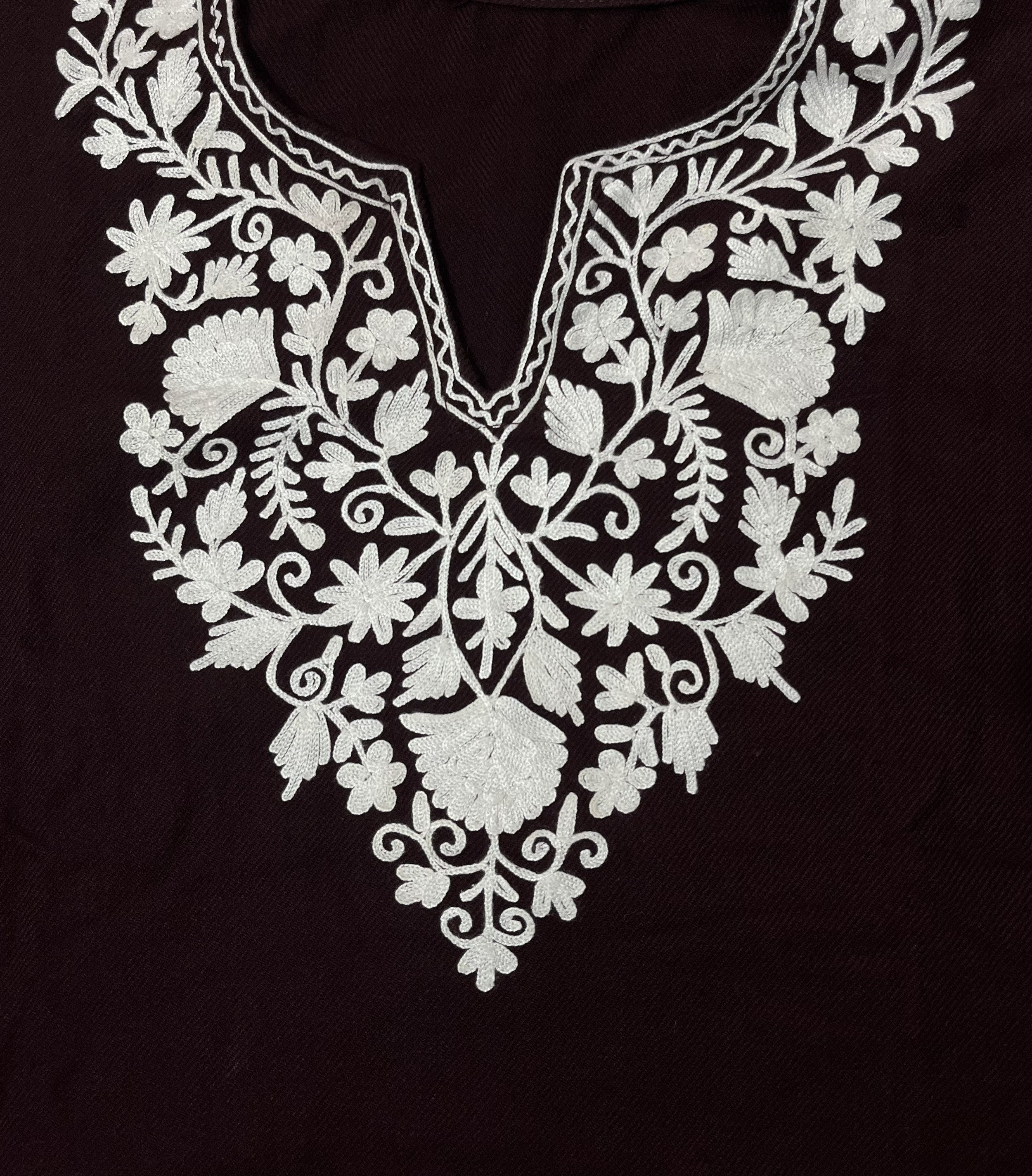 Kashmiri Aari Embroidered woollen deep wine Phiran