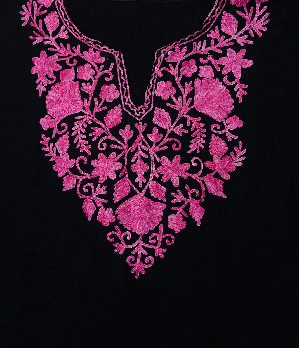 Kashmiri Aari Embroidered black woollen Phiran