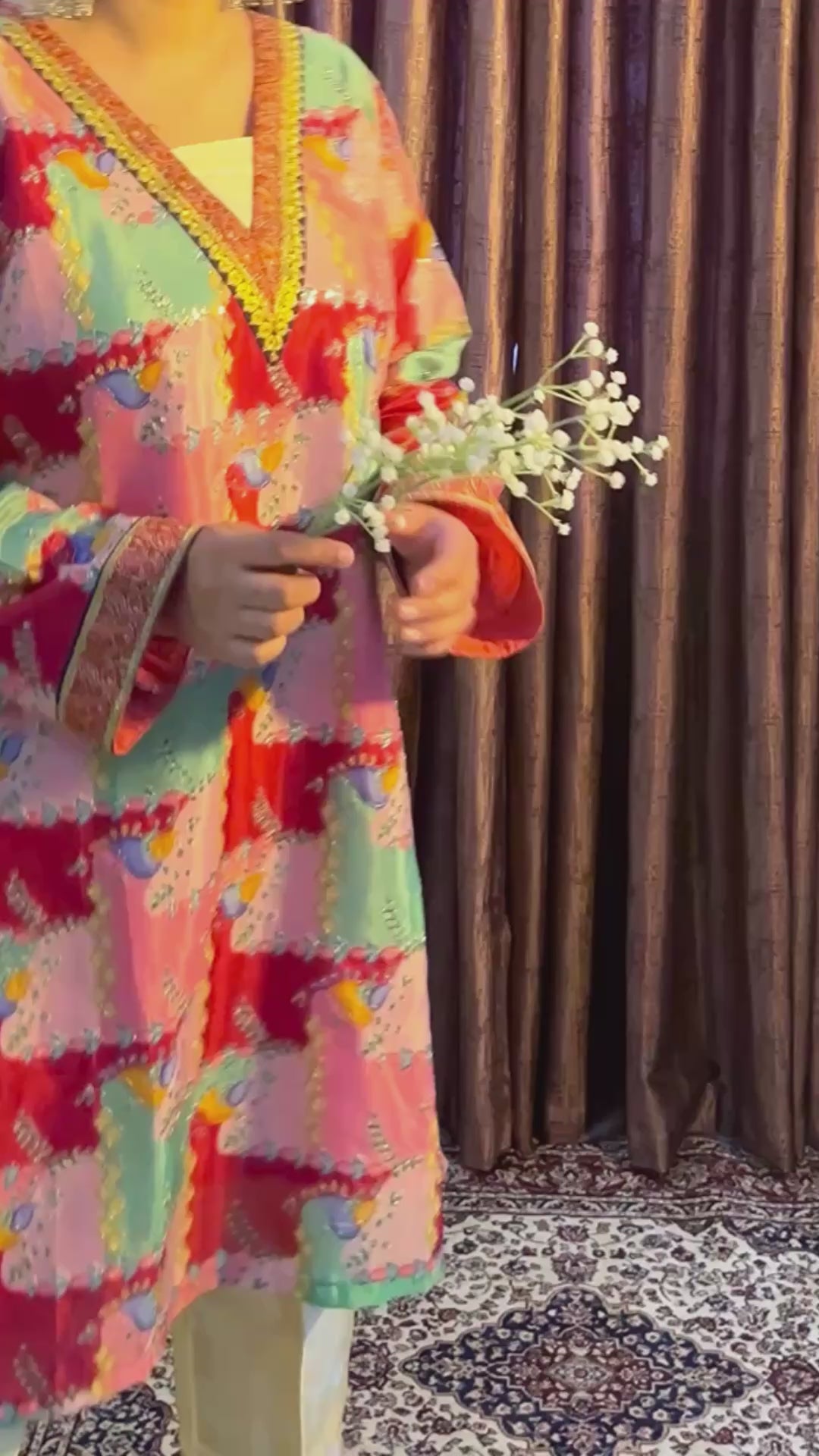 Multicolor Patchwork-Style Embroidered Kurta Set