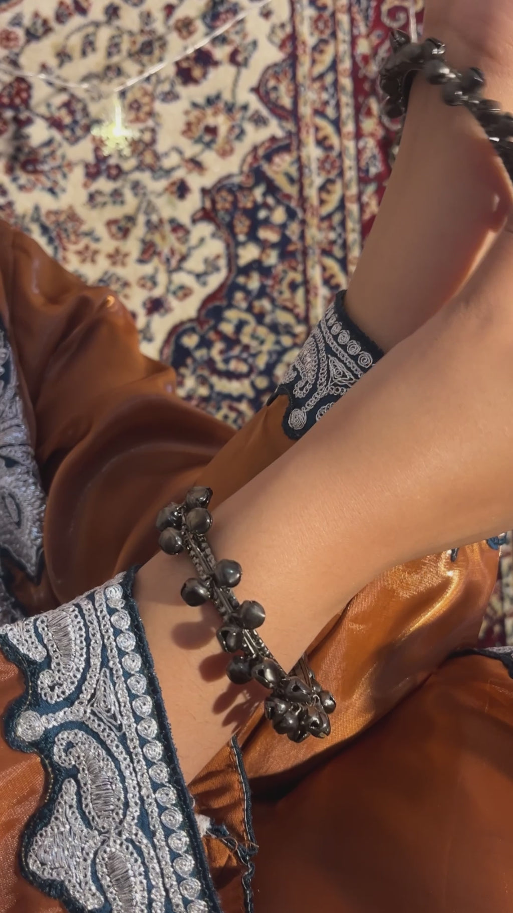 Copper Metallic Embroidered Kashmiri kurta set