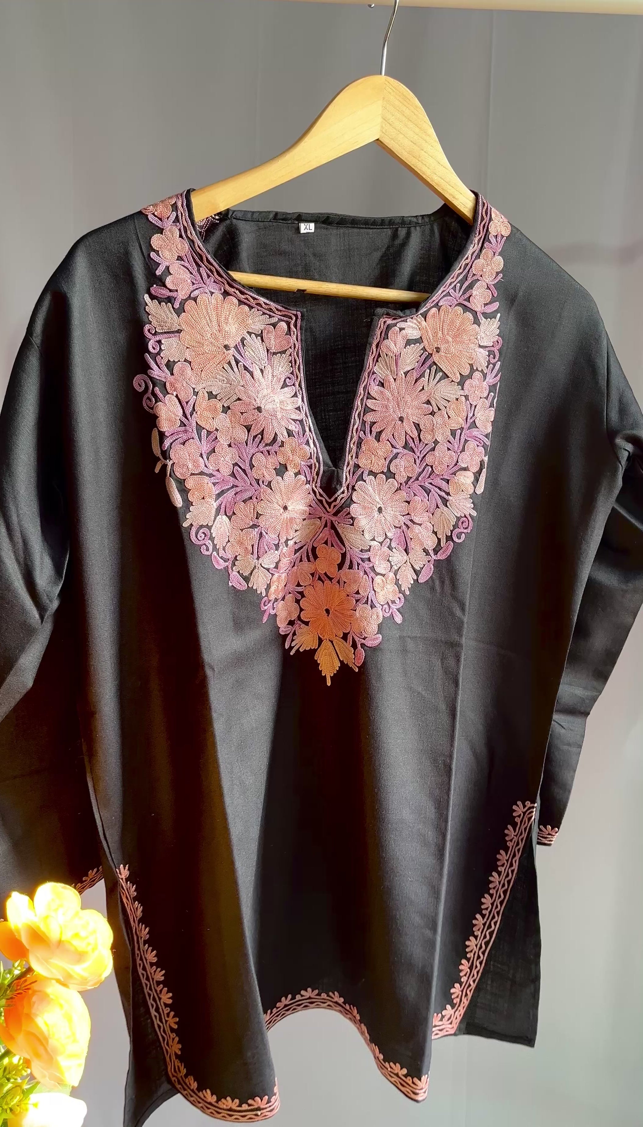 Kashmiri Ari embroidered Back short Cotton kurti