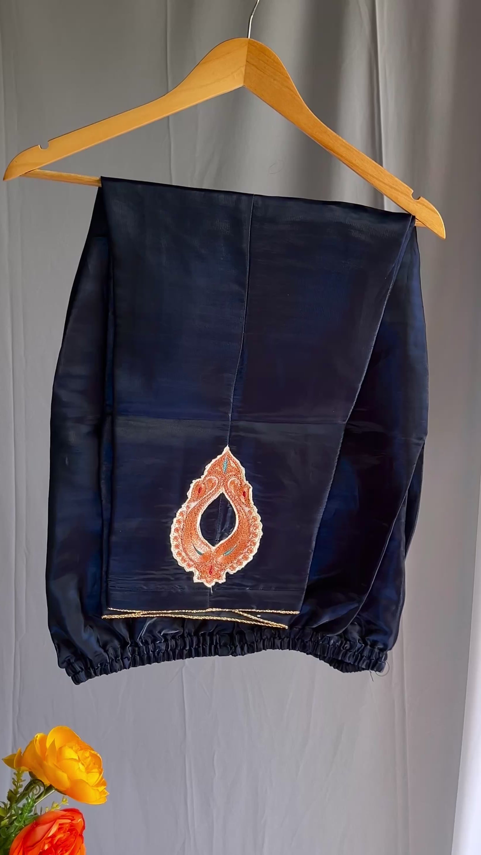 Midnight Blue Aari Embroidered Kashmiri Kurta Set